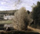 The Pond and the Cabassud Houses at Ville-d Avray by Jean-Baptiste-Camille Corot - Hand-Painted Oil Painting on Canvas on Sale