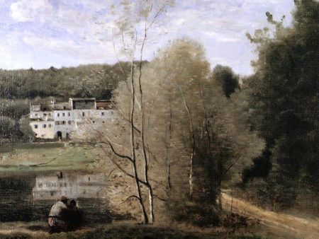 The Pond and the Cabassud Houses at Ville-d Avray by Jean-Baptiste-Camille Corot - Hand-Painted Oil Painting on Canvas on Sale