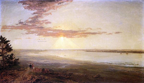 View of the Hudson by Jasper Francis Cropsey - Hand-Painted Oil Painting on Canvas Online now