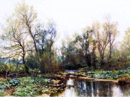 A Clear Stream by Hugh Bolton Jones - Hand-Painted Oil Painting on Canvas Online Hot Sale