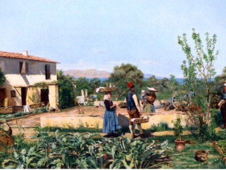 A Vegetable Garden in Provence by Jean-Charles Messonier - Hand-Painted Oil Painting on Canvas Hot on Sale