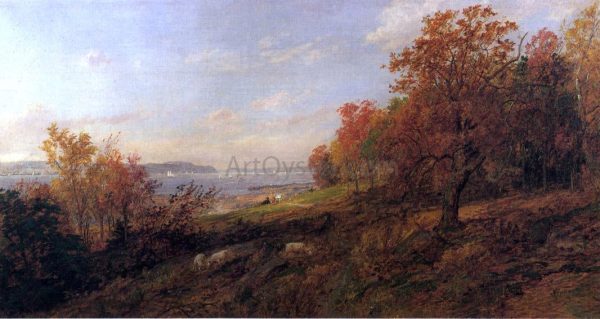 View from Hastings toward the Tappan Zee by Jasper Francis Cropsey - Hand-Painted Oil Painting on Canvas Cheap