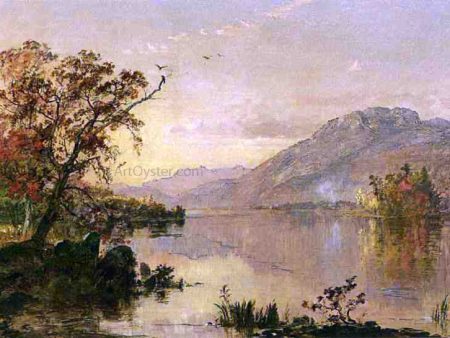 Lake George, New York by Jasper Francis Cropsey - Hand-Painted Oil Painting on Canvas For Sale