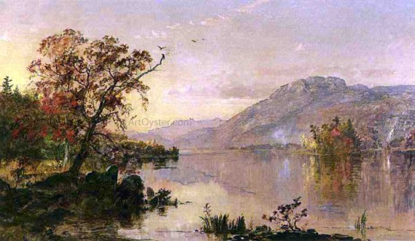 Lake George, New York by Jasper Francis Cropsey - Hand-Painted Oil Painting on Canvas For Sale