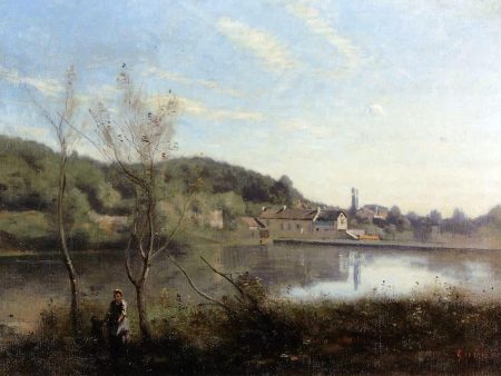 Ville d Avray, the Large Pond and Villas by Jean-Baptiste-Camille Corot - Hand-Painted Oil Painting on Canvas For Sale