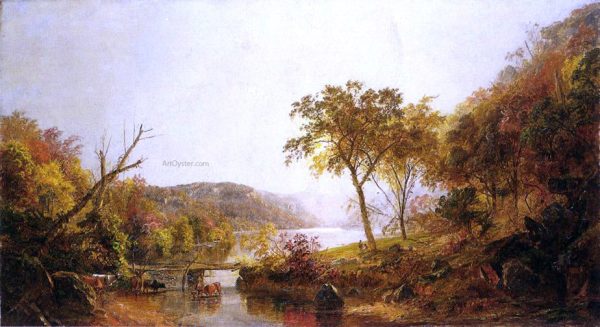 Autumn on Ramapo River, New Jersey by Jasper Francis Cropsey - Hand-Painted Oil Painting on Canvas For Cheap