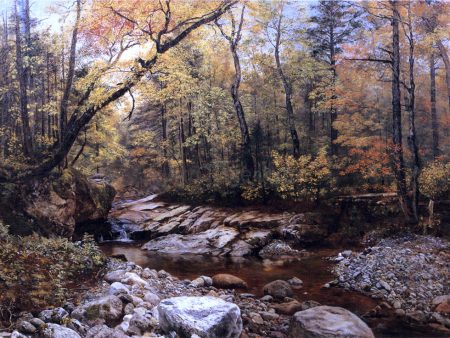 Brook in Autumn, Keene Valley, Adirondacks by John Lee Fitch - Hand-Painted Oil Painting on Canvas For Cheap