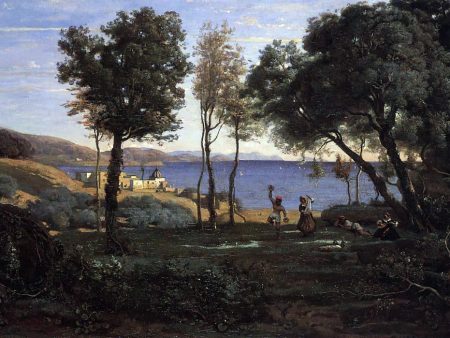 View near Naples by Jean-Baptiste-Camille Corot - Hand-Painted Oil Painting on Canvas For Sale