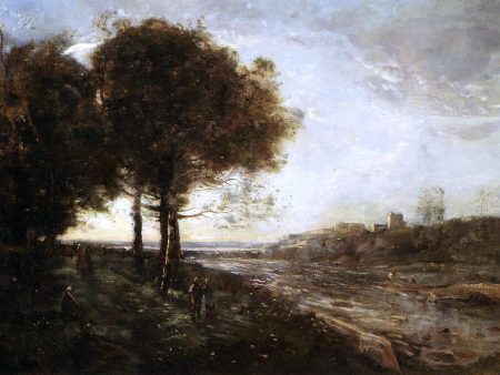 Waterfall on the Romagnes by Jean-Baptiste-Camille Corot - Hand-Painted Oil Painting on Canvas For Sale