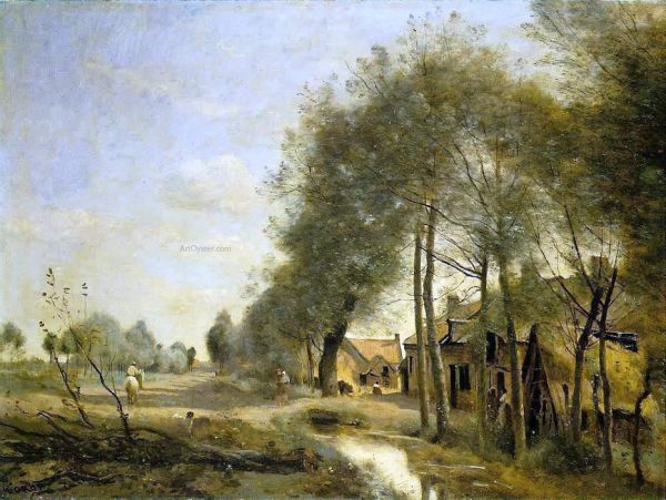 The Sin-le-Noble Road near Douai by Jean-Baptiste-Camille Corot - Hand-Painted Oil Painting on Canvas Online Sale