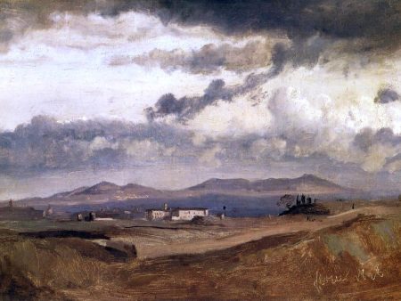 View of the Roman Compagna by Jean-Baptiste-Camille Corot - Hand-Painted Oil Painting on Canvas Hot on Sale