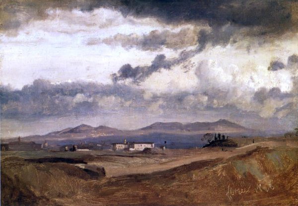 View of the Roman Compagna by Jean-Baptiste-Camille Corot - Hand-Painted Oil Painting on Canvas Hot on Sale