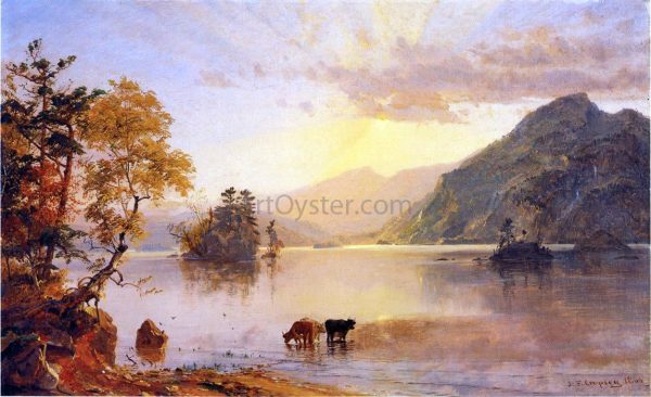 Lake George: Sun Behind a Cloud by Jasper Francis Cropsey - Hand-Painted Oil Painting on Canvas Online Sale