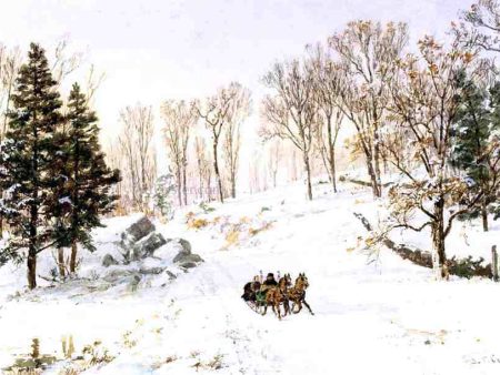 Winter on Rivensdale Road, Hastings-on-Hudson, New York by Jasper Francis Cropsey - Hand-Painted Oil Painting on Canvas Cheap