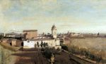 Rome, the Trinita dei Monti - View from the Villa Medici by Jean-Baptiste-Camille Corot - Hand-Painted Oil Painting on Canvas Online