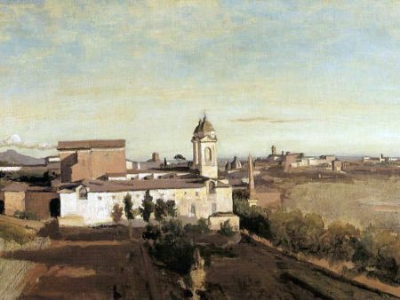 Rome, the Trinita dei Monti - View from the Villa Medici by Jean-Baptiste-Camille Corot - Hand-Painted Oil Painting on Canvas Online