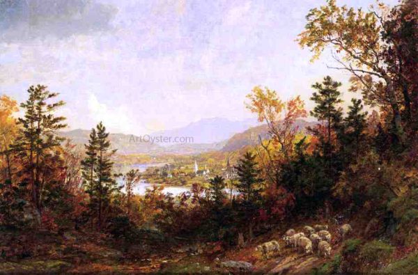 Autumn on the Hudson by Jasper Francis Cropsey - Hand-Painted Oil Painting on Canvas Online Sale