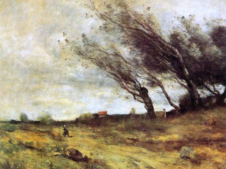 Windswept Landscape by Jean-Baptiste-Camille Corot - Hand-Painted Oil Painting on Canvas Sale