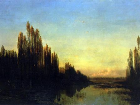 Evening on the Banks of the Rhine by Jules Didier - Hand-Painted Oil Painting on Canvas Hot on Sale