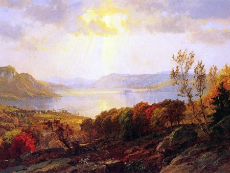 On the Hudson near West Point by Jasper Francis Cropsey - Hand-Painted Oil Painting on Canvas Fashion