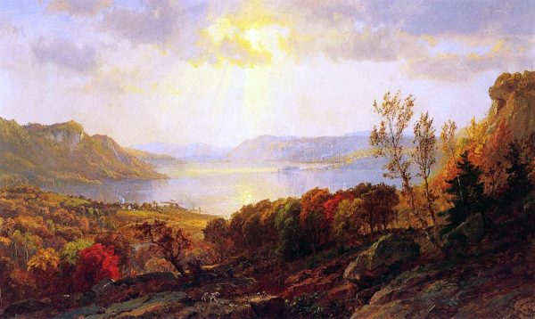 On the Hudson near West Point by Jasper Francis Cropsey - Hand-Painted Oil Painting on Canvas Fashion