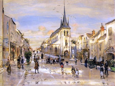 The Place Saint-Jean in Nemours by Jean-Francois Raffaelli - Hand-Painted Oil Painting on Canvas Supply