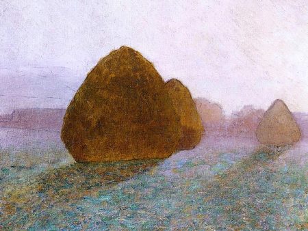 Haystack at Giverny, Normandy: Sun Dispelling Morning Mist by John Leslie Breck - Hand-Painted Oil Painting on Canvas on Sale