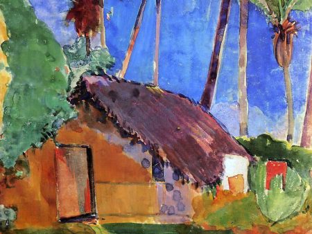 Thatched Hut under Palm Trees by Paul Gauguin - Hand-Painted Oil Painting on Canvas Cheap