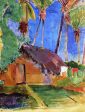 Thatched Hut under Palm Trees by Paul Gauguin - Hand-Painted Oil Painting on Canvas Cheap