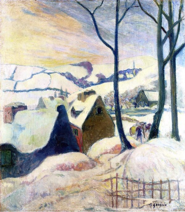 Village in the Snow by Paul Gauguin - Hand-Painted Oil Painting on Canvas For Sale