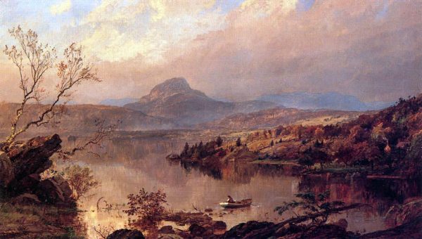 Wickham Pond and Sugar Loaf Mountain, Orange County by Jasper Francis Cropsey - Hand-Painted Oil Painting on Canvas on Sale