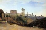 Rome, Monte Pinco, the Trinita dei Monte, View from the Garden of the Academie de France by Jean-Baptiste-Camille Corot - Hand-Painted Oil Painting on Canvas Fashion