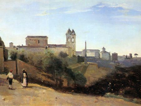 Rome, Monte Pinco, the Trinita dei Monte, View from the Garden of the Academie de France by Jean-Baptiste-Camille Corot - Hand-Painted Oil Painting on Canvas Fashion