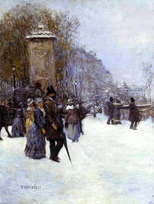 Paris, Promenade by Jean-Francois Raffaelli - Hand-Painted Oil Painting on Canvas on Sale