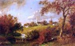 Back of the Village, Hastings-on-Hudson, New York by Jasper Francis Cropsey - Hand-Painted Oil Painting on Canvas For Cheap