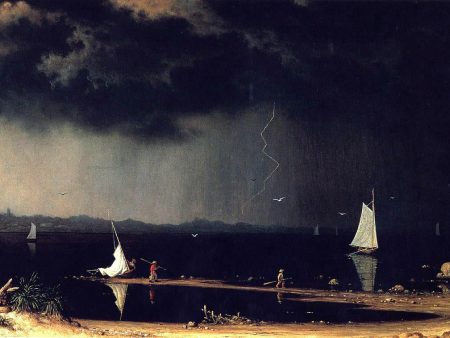 Thunder Storm on Narragansett Bay by Martin Johnson Heade - Hand-Painted Oil Painting on Canvas Discount