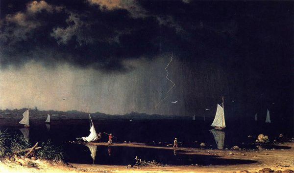 Thunder Storm on Narragansett Bay by Martin Johnson Heade - Hand-Painted Oil Painting on Canvas Discount