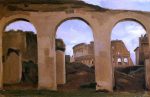 Rome - The Coliseum Seen through Arches of the Basilica of Constantine by Jean-Baptiste-Camille Corot - Hand-Painted Oil Painting on Canvas on Sale