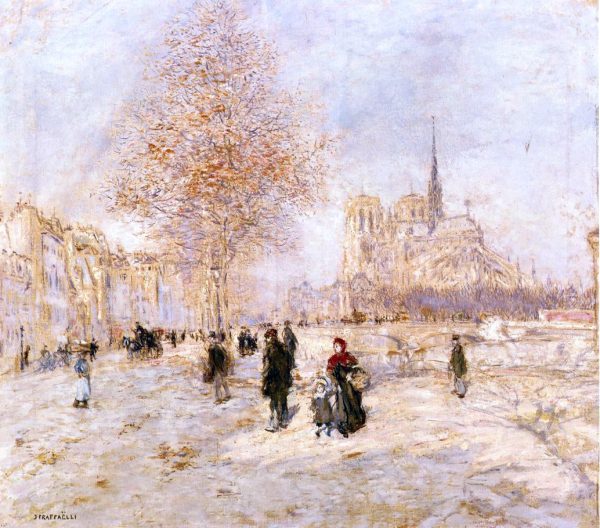 Notre Dame de Paris by Jean-Francois Raffaelli - Hand-Painted Oil Painting on Canvas For Cheap