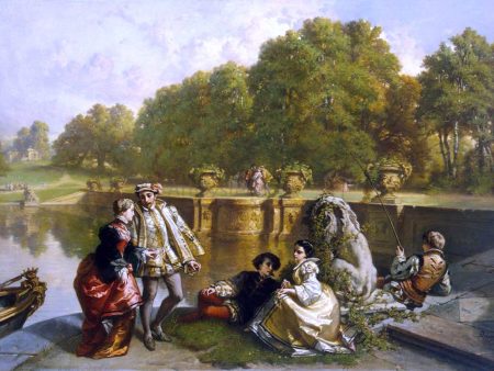 Scene in a Park by Jozef Hubert Lies - Hand-Painted Oil Painting on Canvas Sale