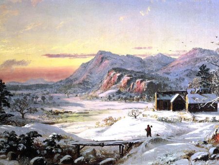 Winter Scene, North Conway, New Hampshire by Jasper Francis Cropsey - Hand-Painted Oil Painting on Canvas For Sale