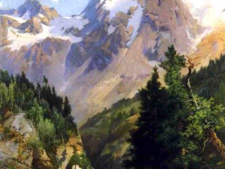 A Rocky Mountain Peak, Idaho Territory by John Ferguson Weir - Hand-Painted Oil Painting on Canvas Supply