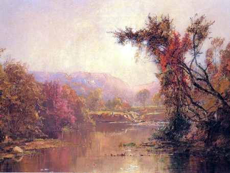 By the River by Jasper Francis Cropsey - Hand-Painted Oil Painting on Canvas For Discount