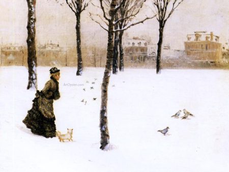 A Winter s Landscape by Giuseppe De Nittis - Hand-Painted Oil Painting on Canvas Fashion