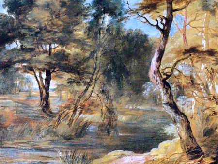 Wooded Landscape with a Stream by Jacques Fouquier - Hand-Painted Oil Painting on Canvas Online