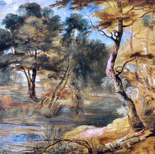 Wooded Landscape with a Stream by Jacques Fouquier - Hand-Painted Oil Painting on Canvas Online