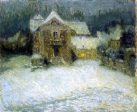 A Plaza in the Snow at Gerberoy by Henri Le Sidaner - Hand-Painted Oil Painting on Canvas Online now