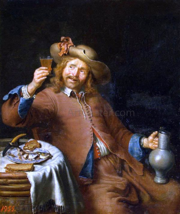 Breakfast of a Young Man by Pieter Cornelisz. Van Slingelandt - Hand-Painted Oil Painting on Canvas Online Hot Sale