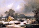 A Sleigh Ride in the Snow by George Henry Durrie - Hand-Painted Oil Painting on Canvas Online Sale