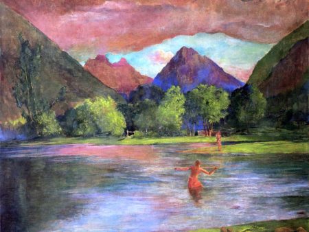 After-Glow, Tautira River, Tahiti by John La Farge - Hand-Painted Oil Painting on Canvas Online Hot Sale